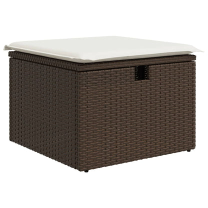 Sgabello Giardino con Cuscino Marrone 55x55x37 cm in Polyrattan - homemem39