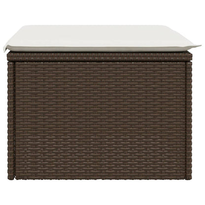 Sgabello Giardino con Cuscino Marrone 55x55x37 cm in Polyrattan - homemem39