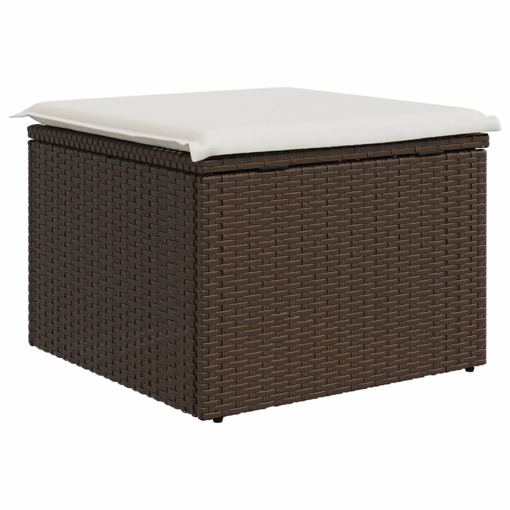 Sgabello Giardino con Cuscino Marrone 55x55x37 cm in Polyrattan - homemem39