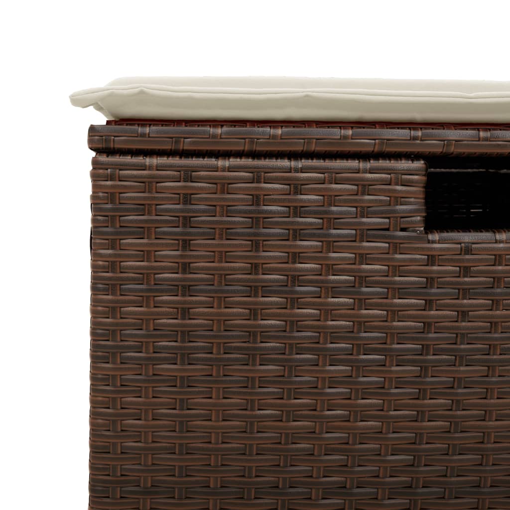 Sgabello Giardino con Cuscino Marrone 55x55x37 cm in Polyrattan - homemem39