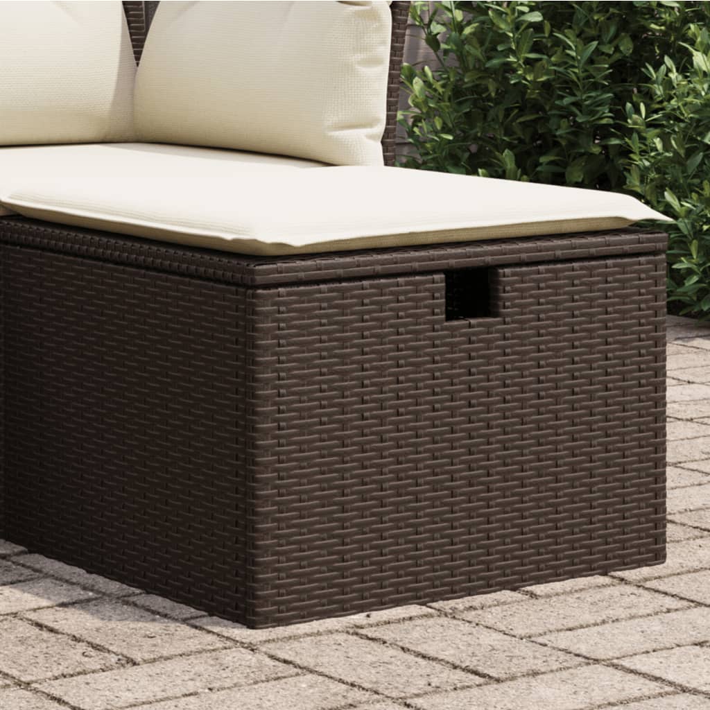 Sgabello Giardino con Cuscino Marrone 55x55x37 cm in Polyrattan - homemem39