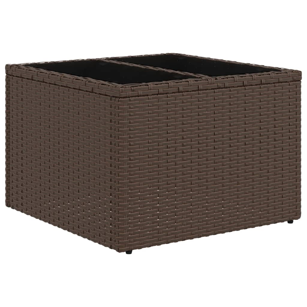 Tavolo da Giardino Piano Vetro Marrone 55x55x37 cm Polyrattan