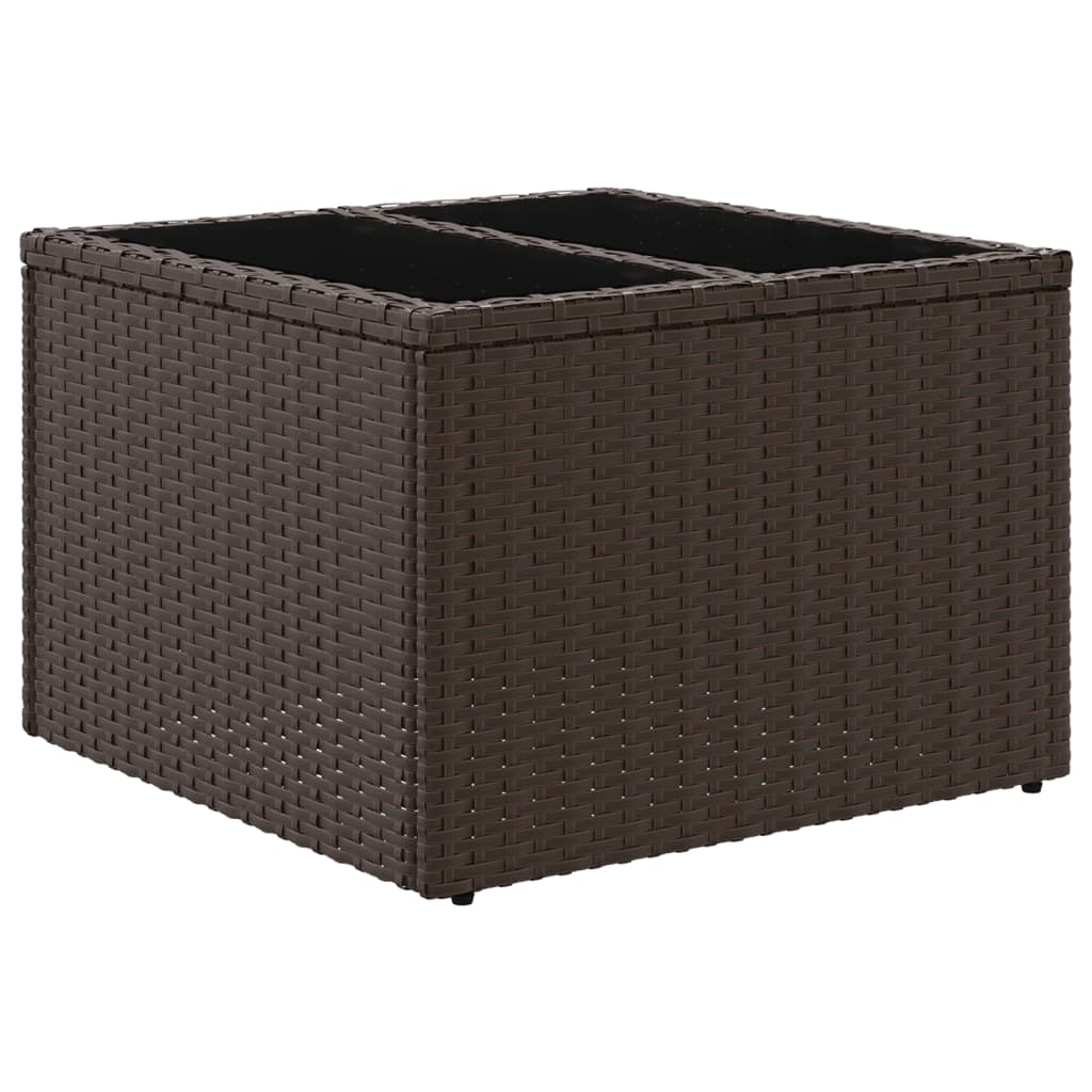 Tavolo da Giardino Piano Vetro Marrone 55x55x37 cm Polyrattan - homemem39