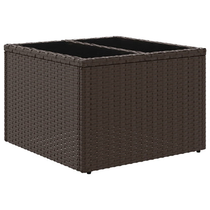 Tavolo da Giardino Piano Vetro Marrone 55x55x37 cm Polyrattan