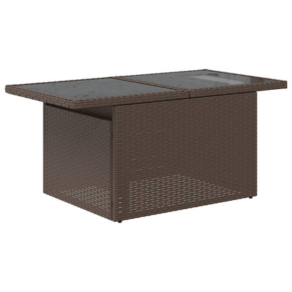 Tavolo da Giardino Piano Vetro Marrone 100x55x73 cm Polyrattan - homemem39