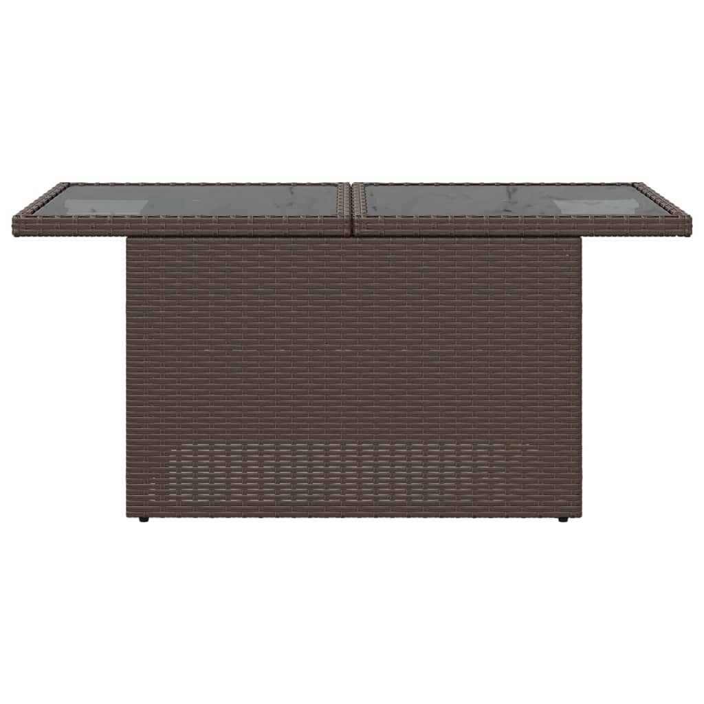 Tavolo da Giardino Piano Vetro Marrone 100x55x73 cm Polyrattan - homemem39