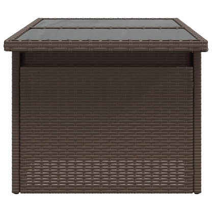 Tavolo da Giardino Piano Vetro Marrone 100x55x73 cm Polyrattan - homemem39