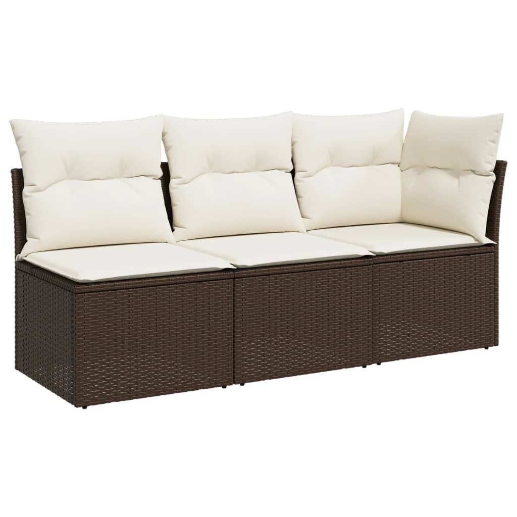 <em>vidaXL 3-Sitzer-Gartensofa mit Kissen Polyrattan Braun</em>