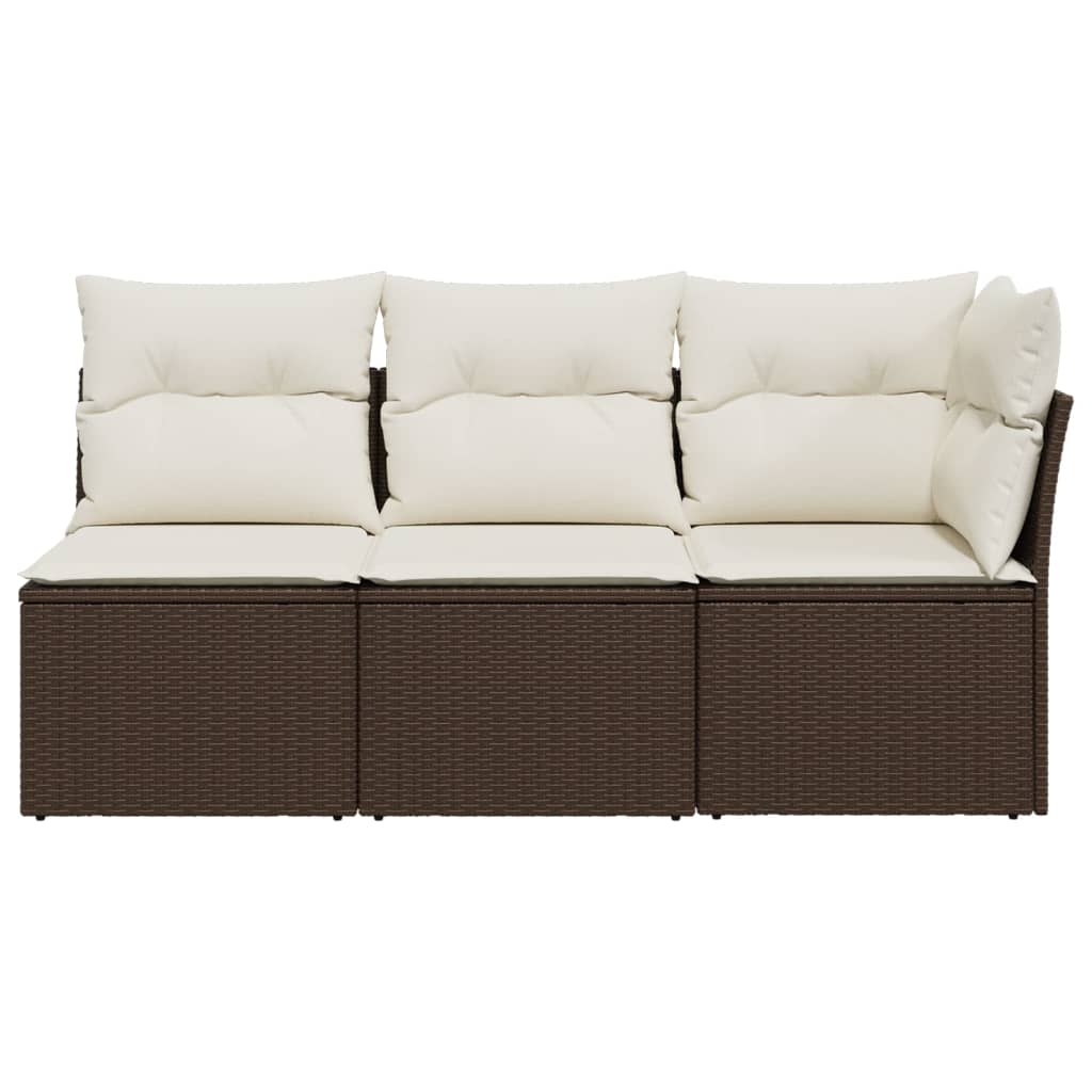 <em>vidaXL Divano da Giardino a 3 Posti con Cuscini in Polyrattan Marrone</em>