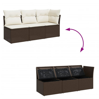 <em>vidaXL 3-Sitzer-Gartensofa mit Kissen Polyrattan Braun</em>