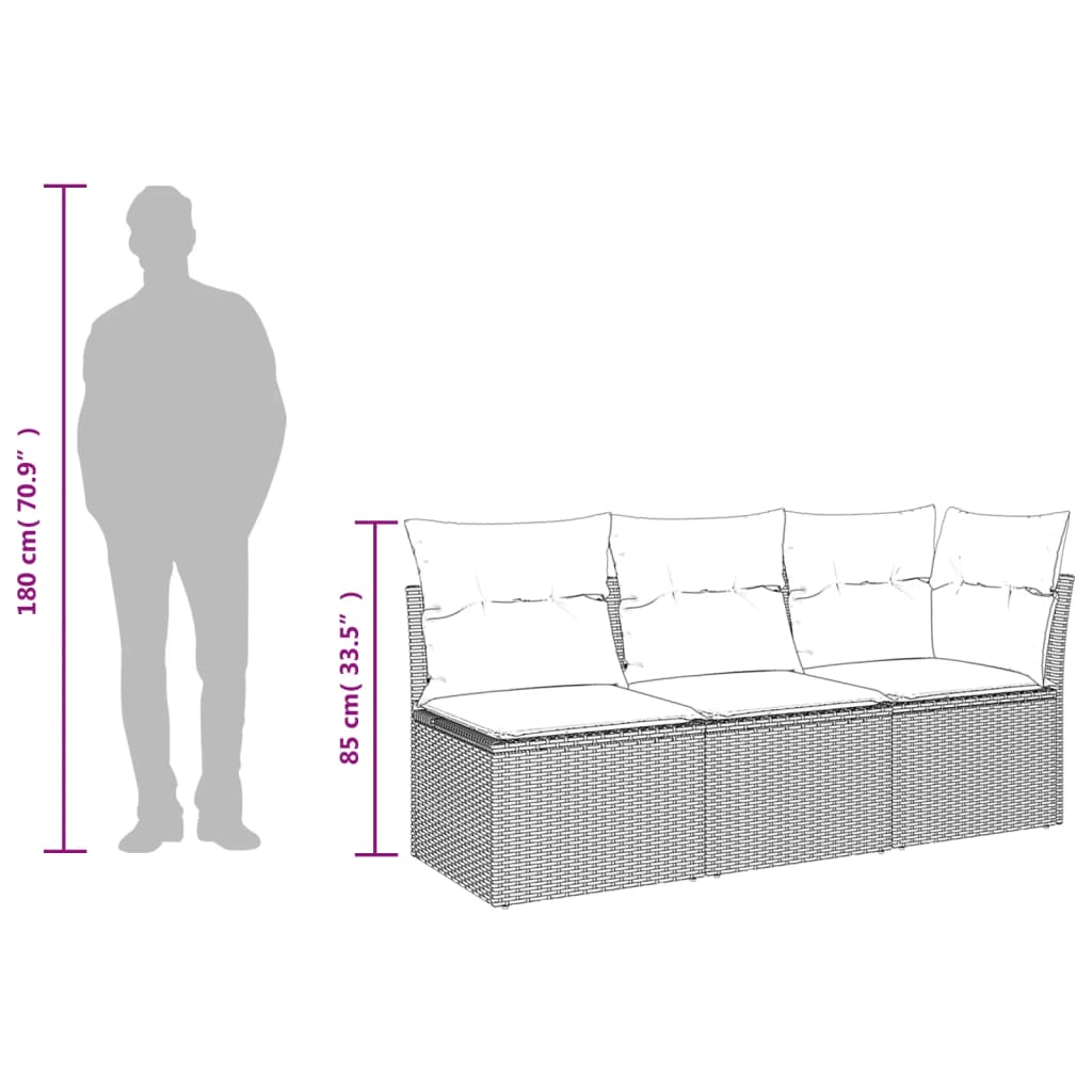 <em>vidaXL 3-Sitzer-Gartensofa mit Kissen Polyrattan Braun</em>