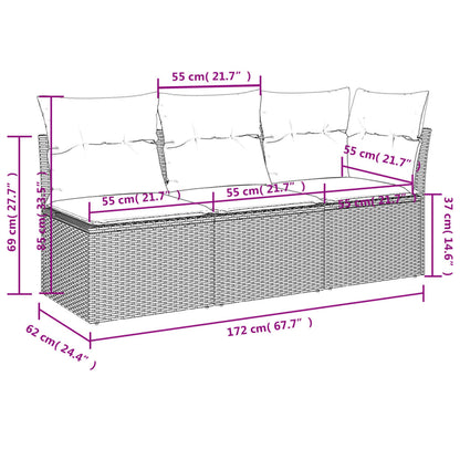 <em>vidaXL 3-Sitzer-Gartensofa mit Kissen Polyrattan Braun</em>