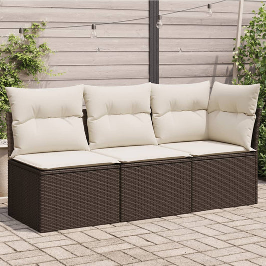 <em>vidaXL 3-Sitzer-Gartensofa mit Kissen Polyrattan Braun</em>