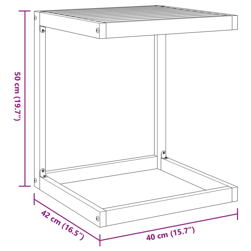 Tavolo a C 42x40x50 cm in Legno Massello di Acacia - homemem39