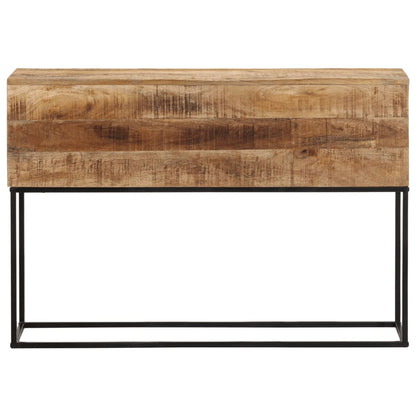 Tavolo Consolle 110x30x75cm Legno Massello Mango Grezzo e Ferro - homemem39