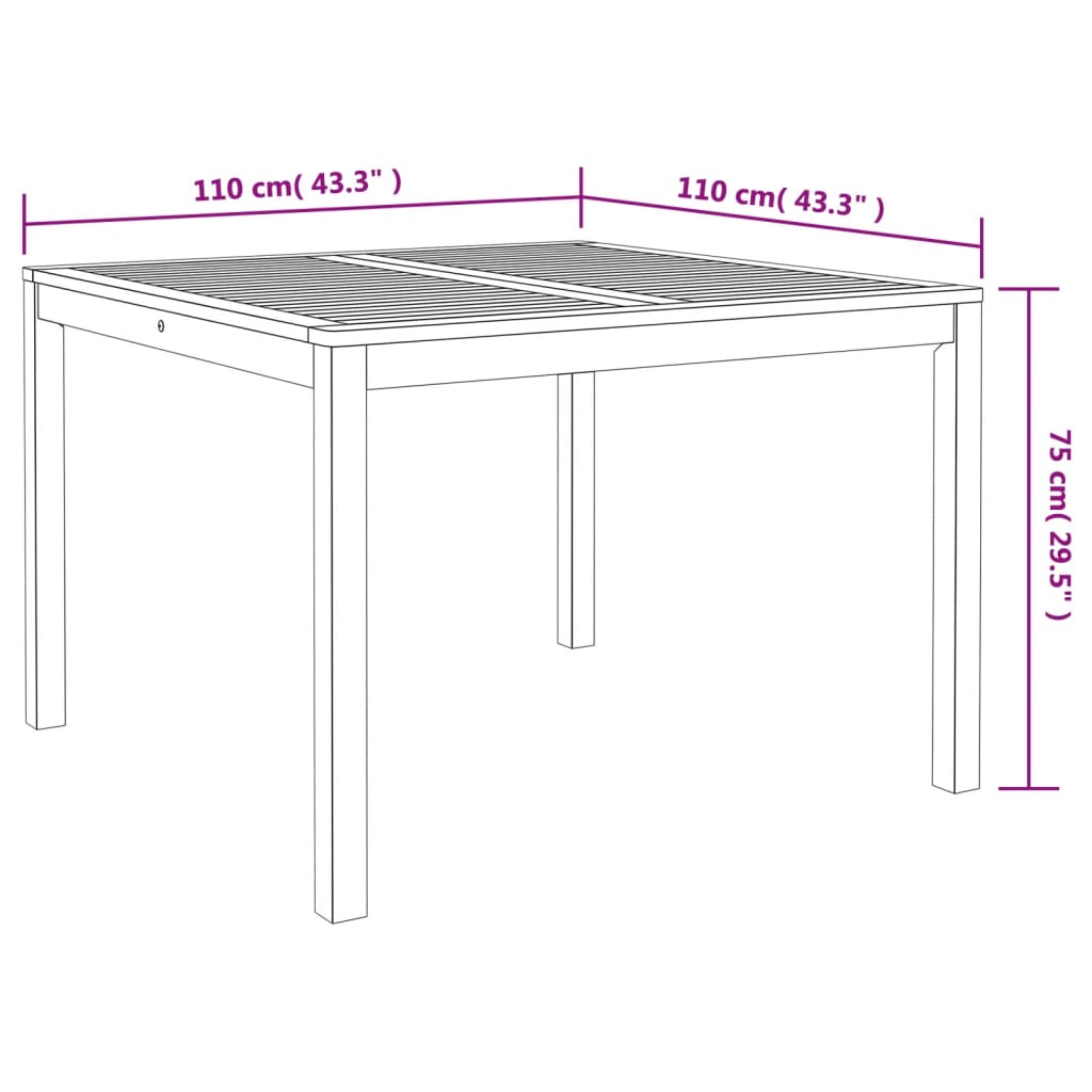 Tavolo da Pranzo da Giardino 110x110x75cm Legno Massello Acacia - homemem39