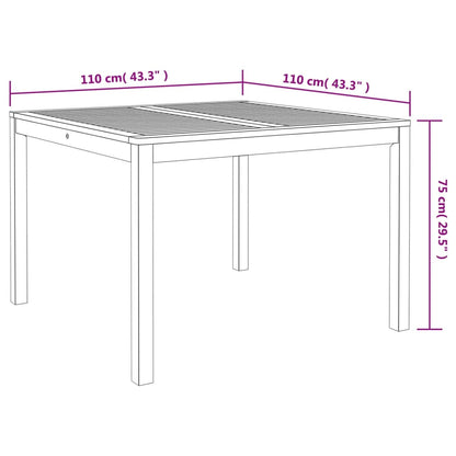 Tavolo da Pranzo da Giardino 110x110x75cm Legno Massello Acacia - homemem39