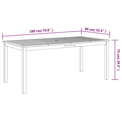 Tavolo da Pranzo da Giardino 180x90x75 cm Legno Massello Acacia - homemem39