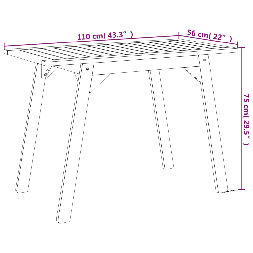 Tavolo da Pranzo da Giardino 110x56x75 cm Legno Massello Acacia - homemem39