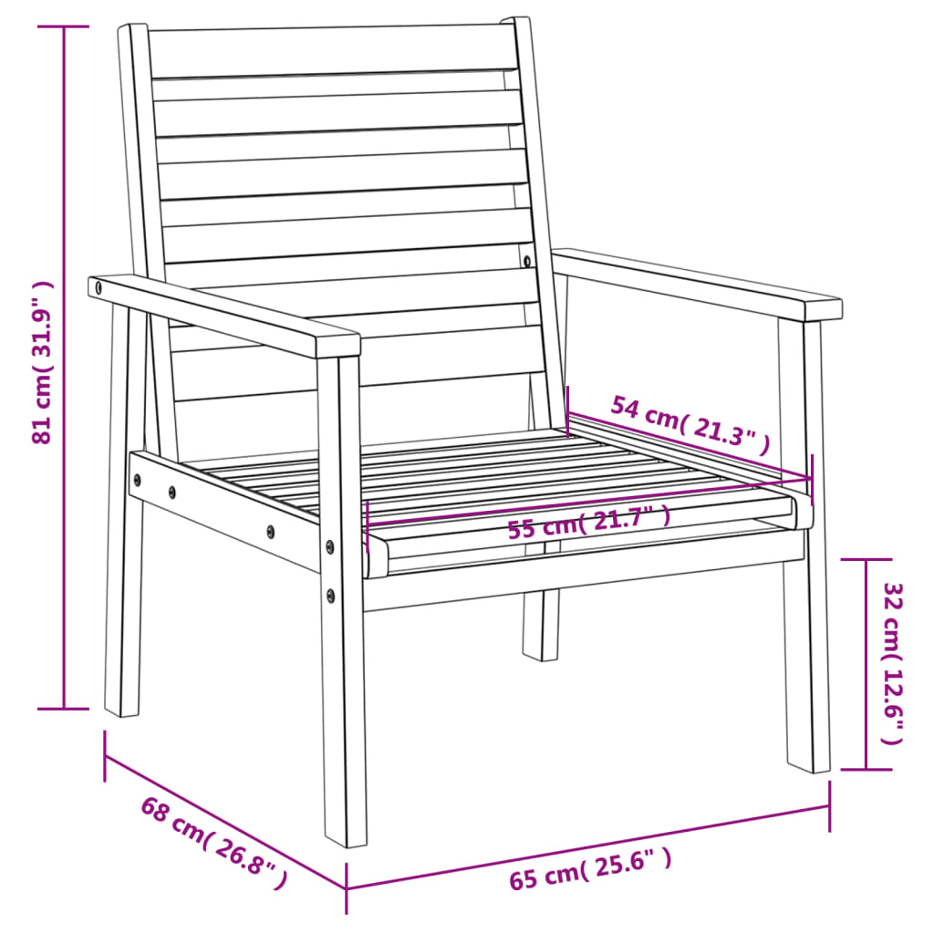 Poltrone da Giardino 2 pz 66,5x65x81 cm Legno Massello Acacia - homemem39