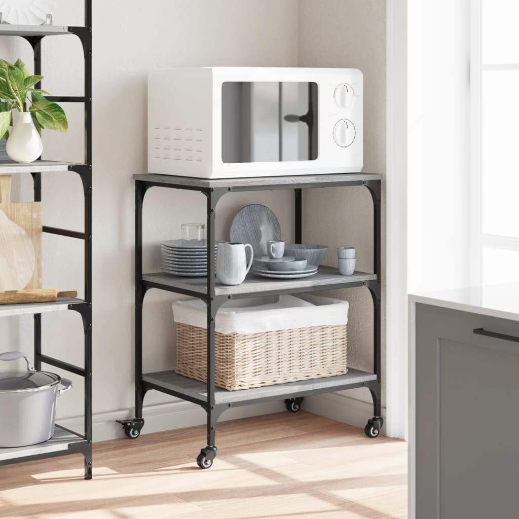 Carrello da Cucina Grigio Sonoma 60x41x76 cm Legno Multistrato - homemem39