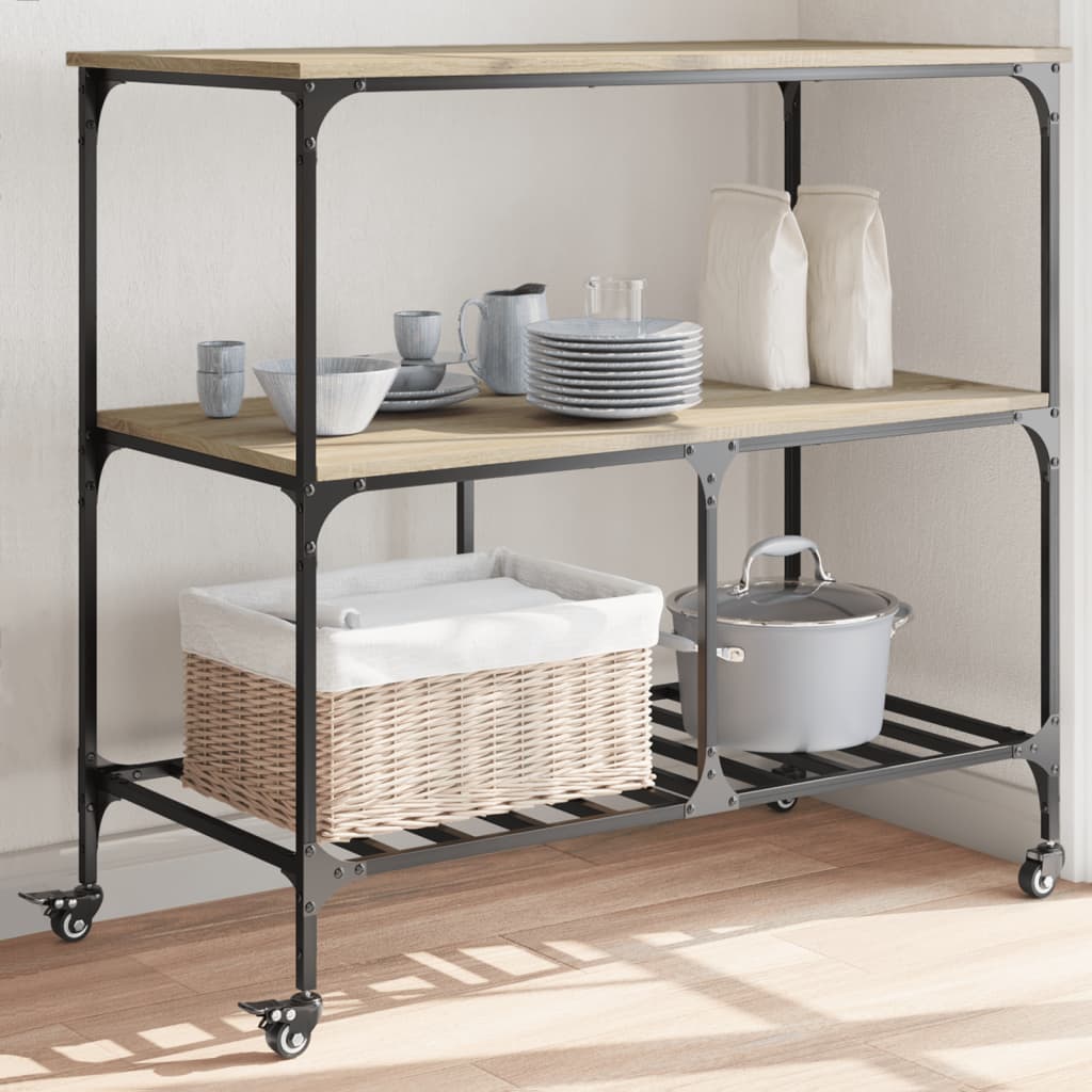 Sonoma Oak Kitchen Trolley 100x50x95 cm Plywood