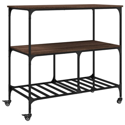 Kitchen Trolley Brown Oak 100x50x95 cm Plywood