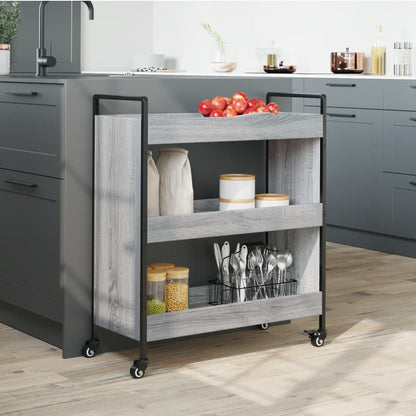 Carrello da Cucina Grigio Sonoma 70x30x82 cm Legno Multistrato - homemem39