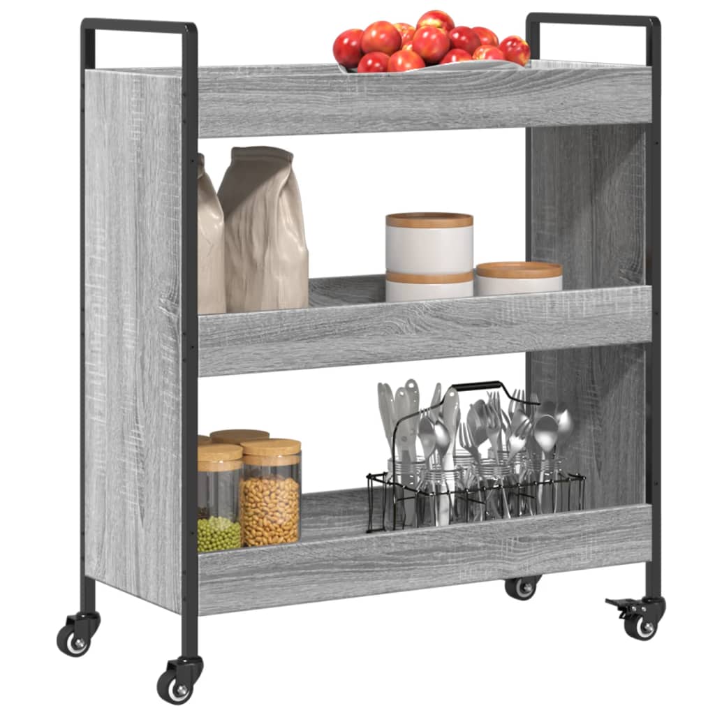 Carrello da Cucina Grigio Sonoma 70x30x82 cm Legno Multistrato - homemem39