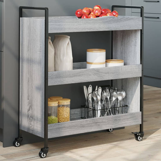 Carrello da Cucina Grigio Sonoma 70x30x82 cm Legno Multistrato - homemem39