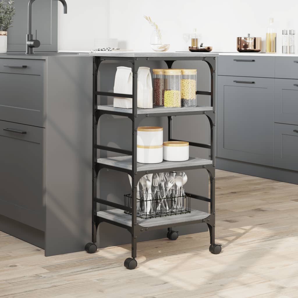 Carrello Cucina Grigio Sonoma 45x35x89,5 cm Legno Multistrato - homemem39