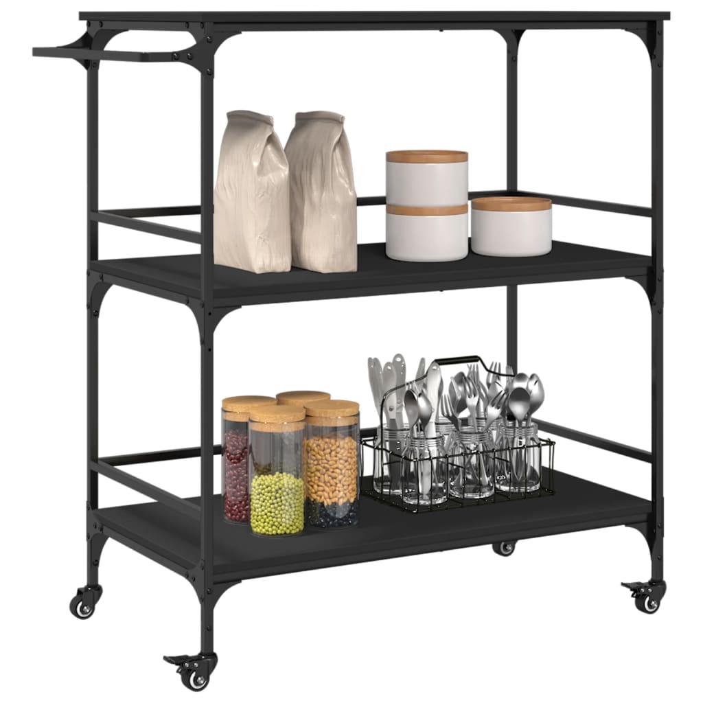 Carrello da Cucina Nero 100,5x50x105 cm in Legno Multistrato - homemem39