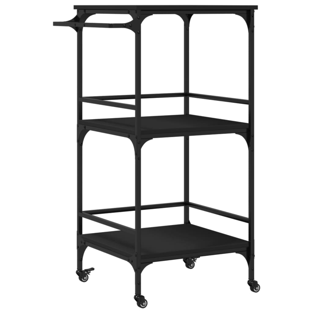 Carrello da Cucina Nero 60,5x50x105 cm in Legno Multistrato - homemem39