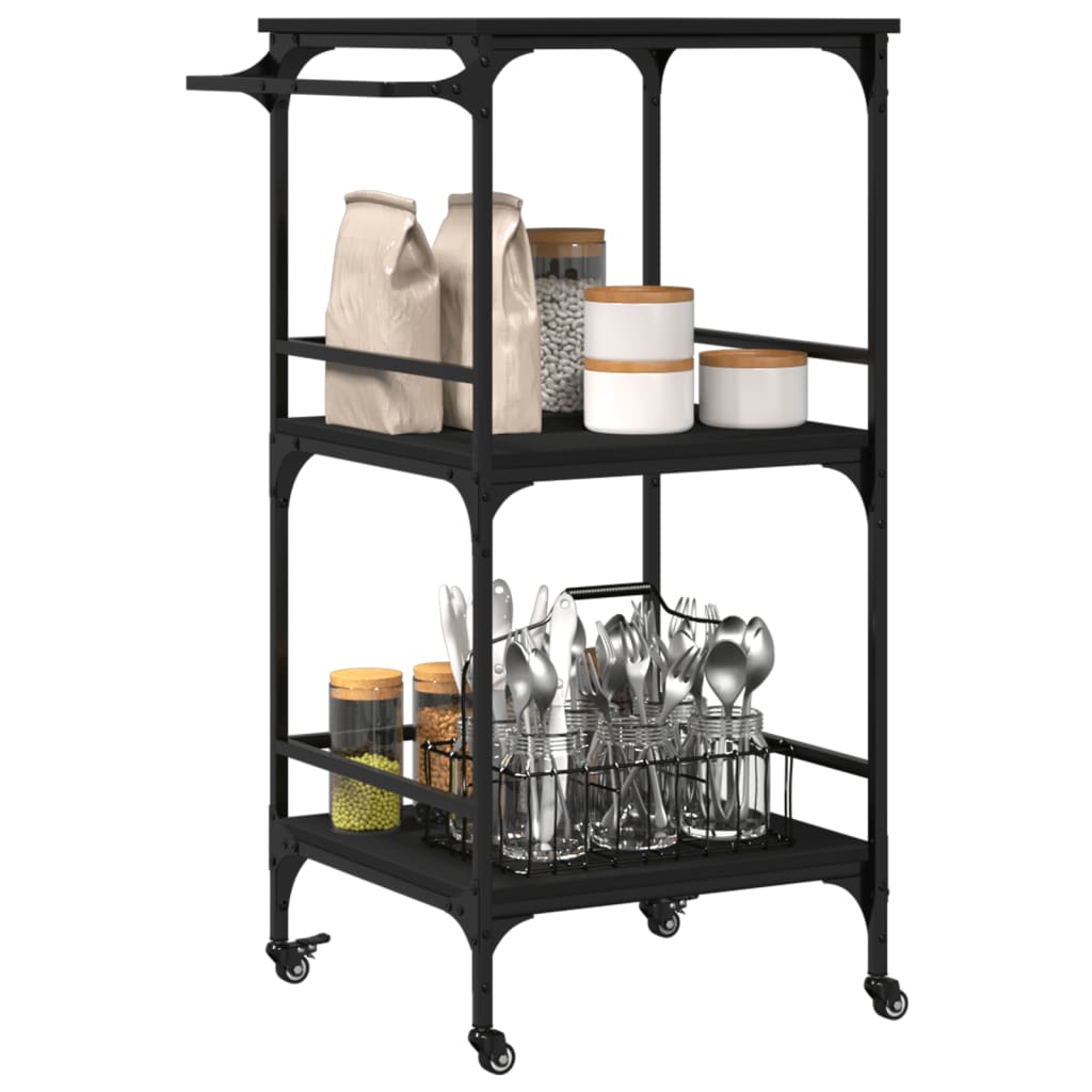 Carrello da Cucina Nero 60,5x50x105 cm in Legno Multistrato - homemem39