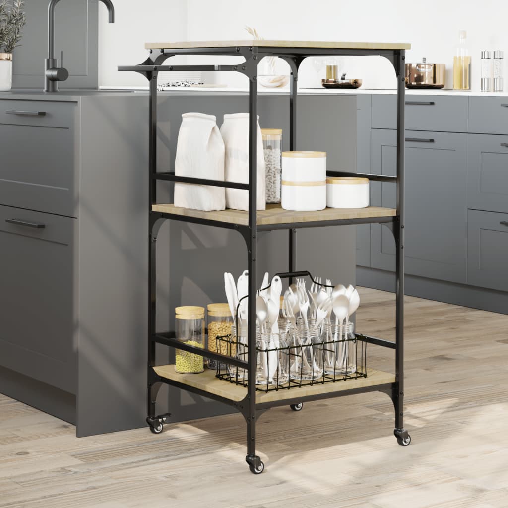 Carrello da Cucina Rovere Sonoma 60,5x50x105 cm - homemem39