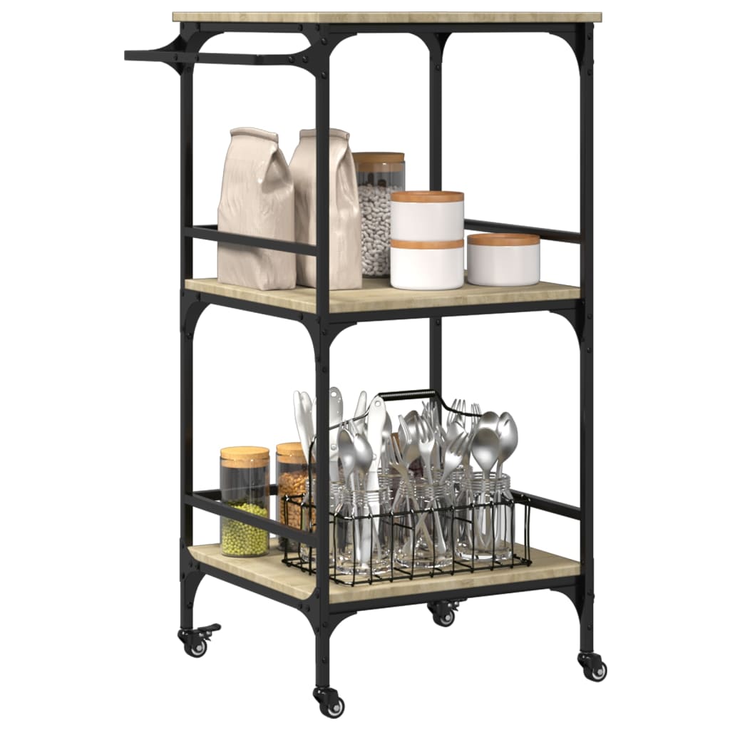 Carrello da Cucina Rovere Sonoma 60,5x50x105 cm - homemem39