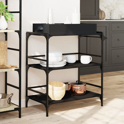 Carrello da Cucina Nero 81,5x41x92,5 cm in Legno Multistrato - homemem39