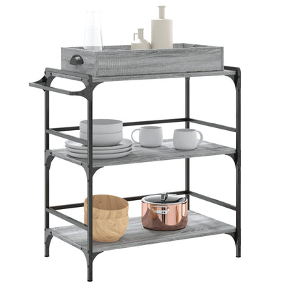 Carrello Cucina Grigio Sonoma 81,5x41x92,5 cm Legno Multistrato - homemem39