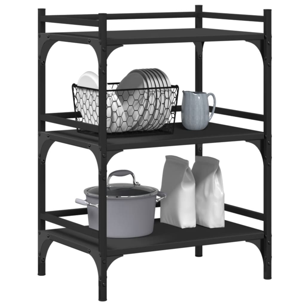 Carrello da Cucina Nero 50x35x75,5 cm in Legno Multistrato - homemem39