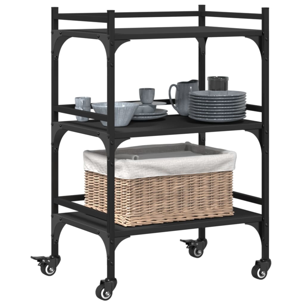 Carrello da Cucina Nero 50x35x75,5 cm in Legno Multistrato - homemem39