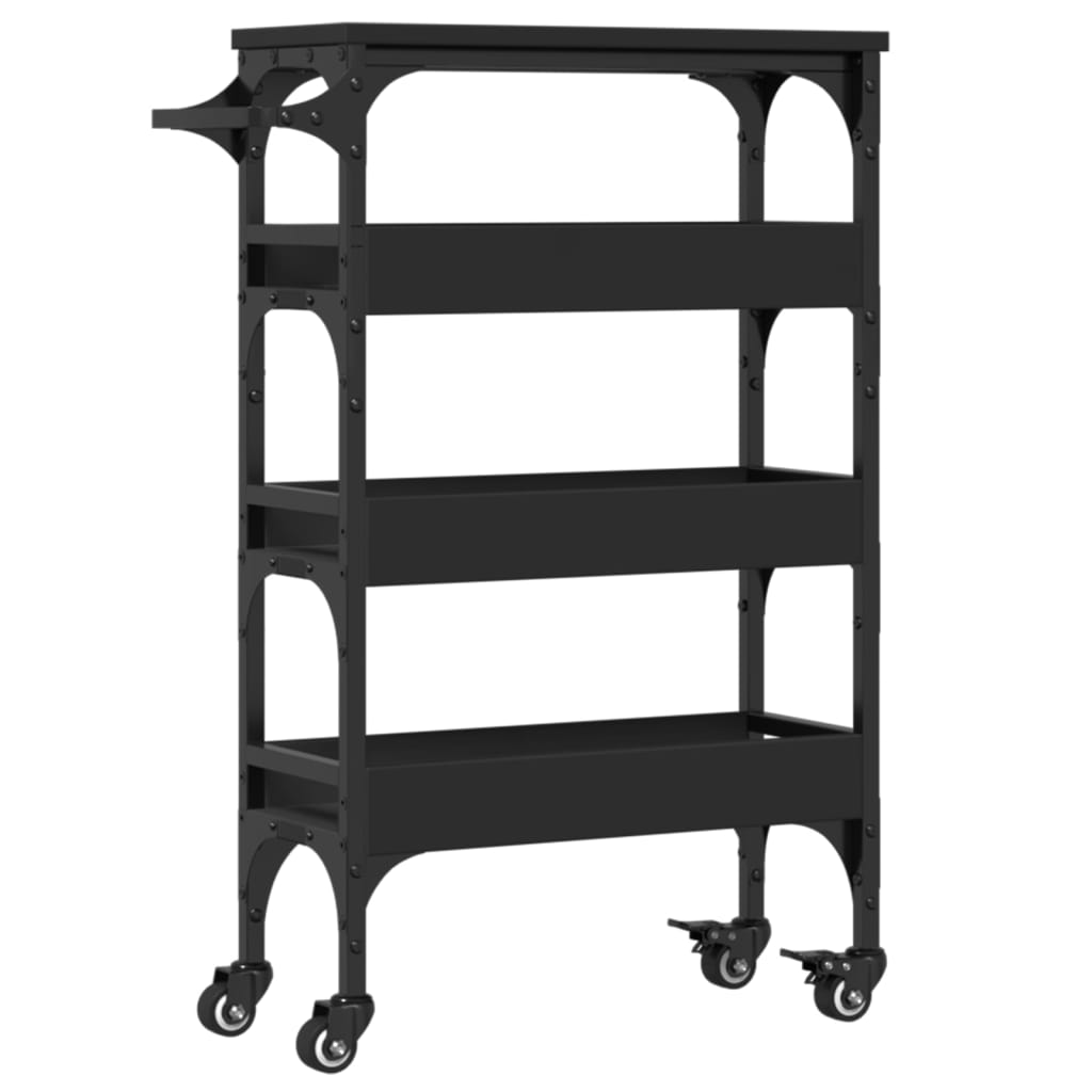 Carrello da Cucina Nero 53x20x76 cm in Legno Multistrato - homemem39