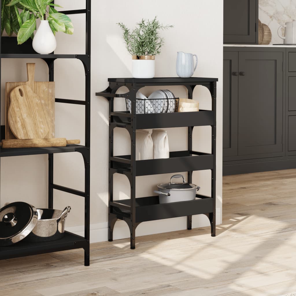 Carrello da Cucina Nero 53x20x76 cm in Legno Multistrato - homemem39