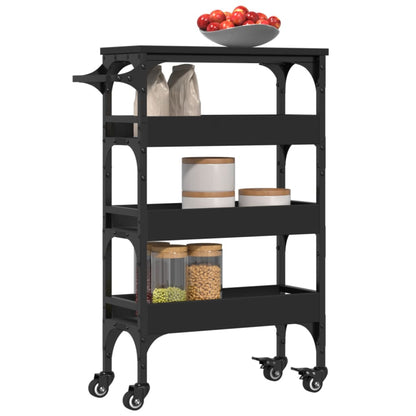 Carrello da Cucina Nero 53x20x76 cm in Legno Multistrato - homemem39