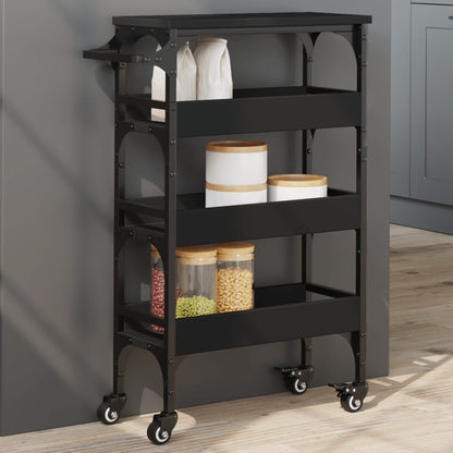 Carrello da Cucina Nero 53x20x76 cm in Legno Multistrato - homemem39