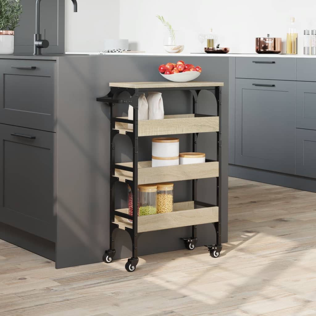 Carrello da Cucina Rovere Sonoma 53x20x76 cm Legno Multistrato - homemem39