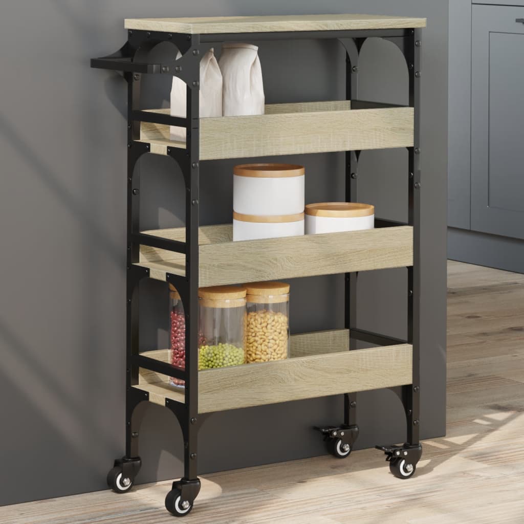 Carrello da Cucina Rovere Sonoma 53x20x76 cm Legno Multistrato - homemem39