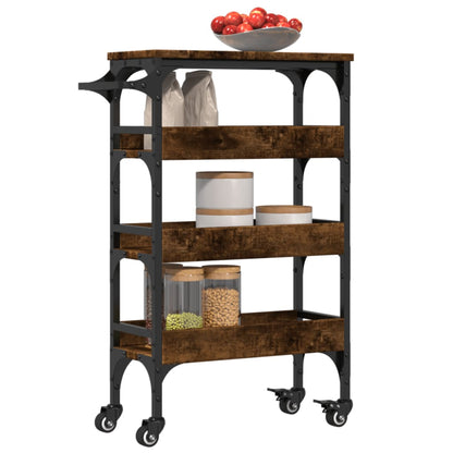 Carrello da Cucina Rovere Fumo 53x20x76 cm in Legno Multistrato - homemem39