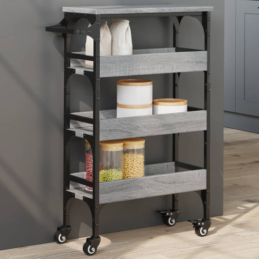 Carrello da Cucina Grigio Sonoma 53x20x76 cm Legno Multistrato - homemem39