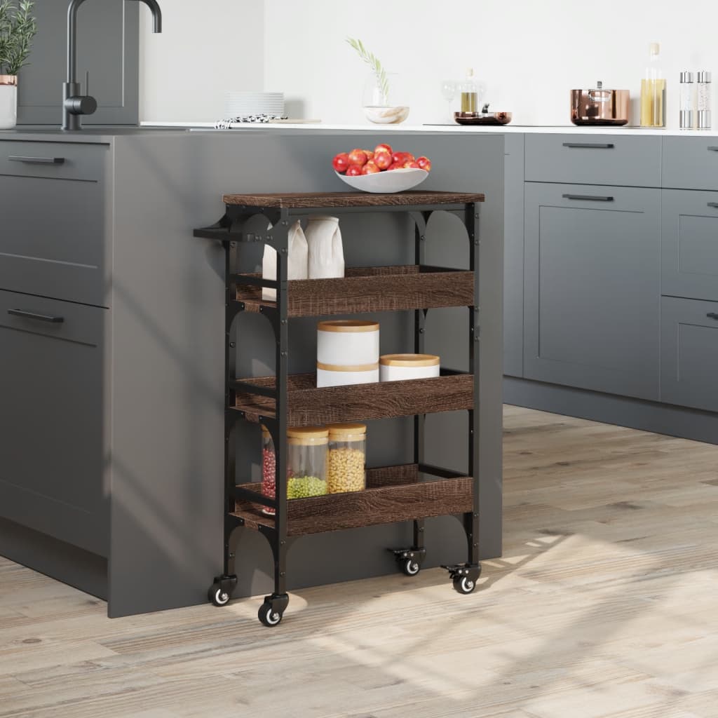 Carrello Cucina Rovere Marrone 53x20x76 cm Legno Multistrato - homemem39