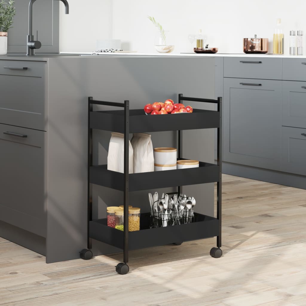 Carrello da Cucina Nero 50x30x70 cm in Legno Multistrato - homemem39